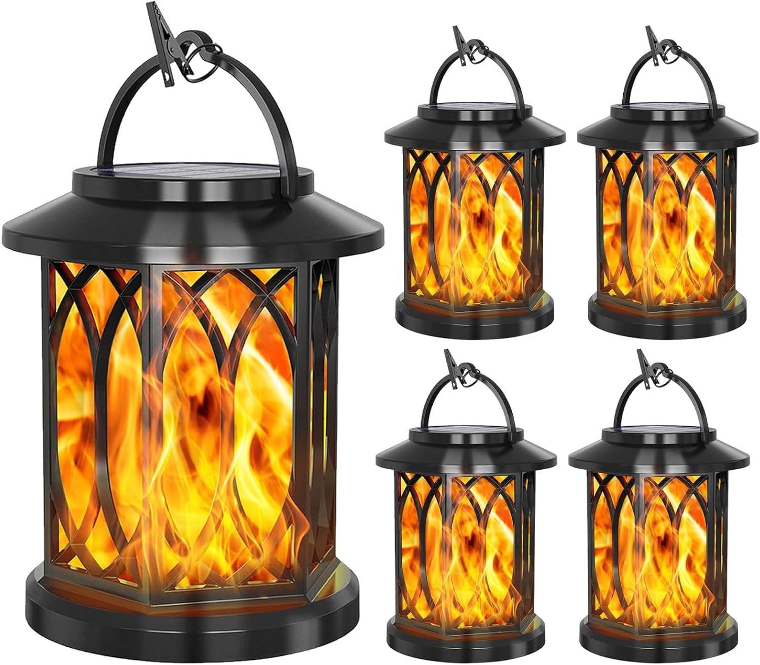 KOOPER Solar Lantern Outdoor Lights, Upgraded Flickering Candle Solar Lanterns Lights Outdoor Waterproof, Hanging Outdoor Solar Lanterns Lights, Solar Powered Lanterns For Yard Garden Decor (Set of 2)