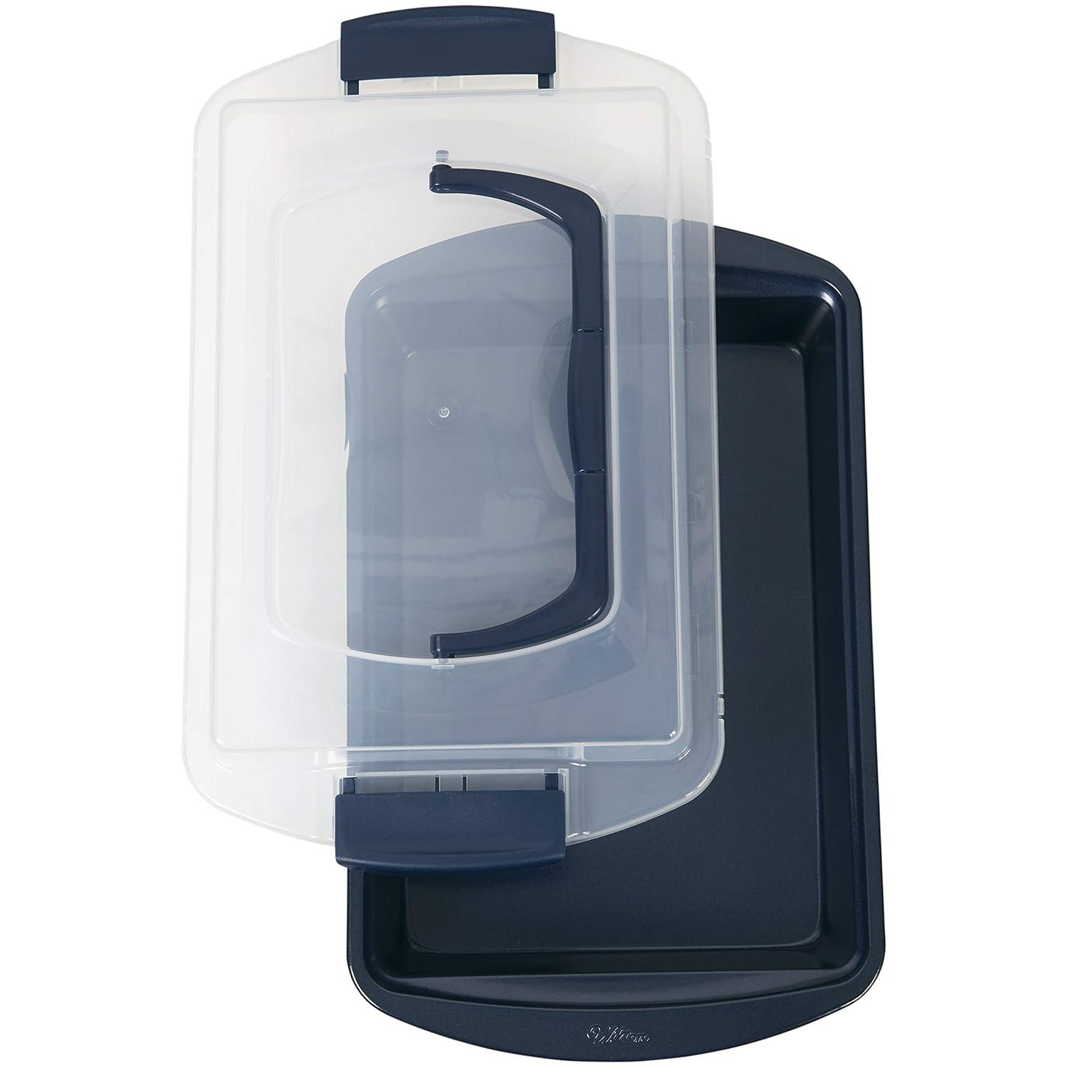 Wilton Non-Stick Diamond-Infused Navy Blue Oblong Baking Pan with Cover, 9 x 13-inch