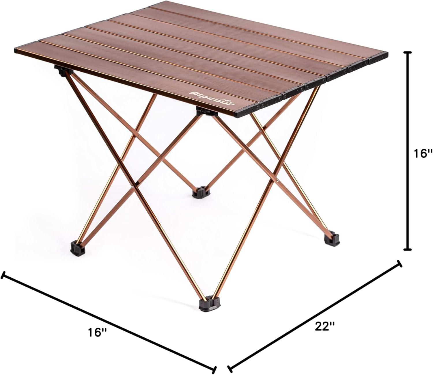 Alpcour Compact Folding Camping Table - Lightweight Aluminum Portable Side Table - Medium