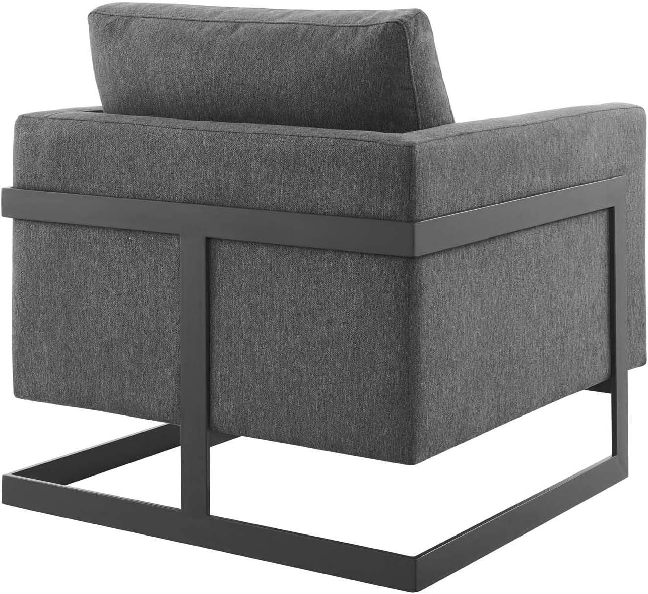 Modway Posse Upholstered Fabric Upholstered Accent Chair in Black and Charcoal