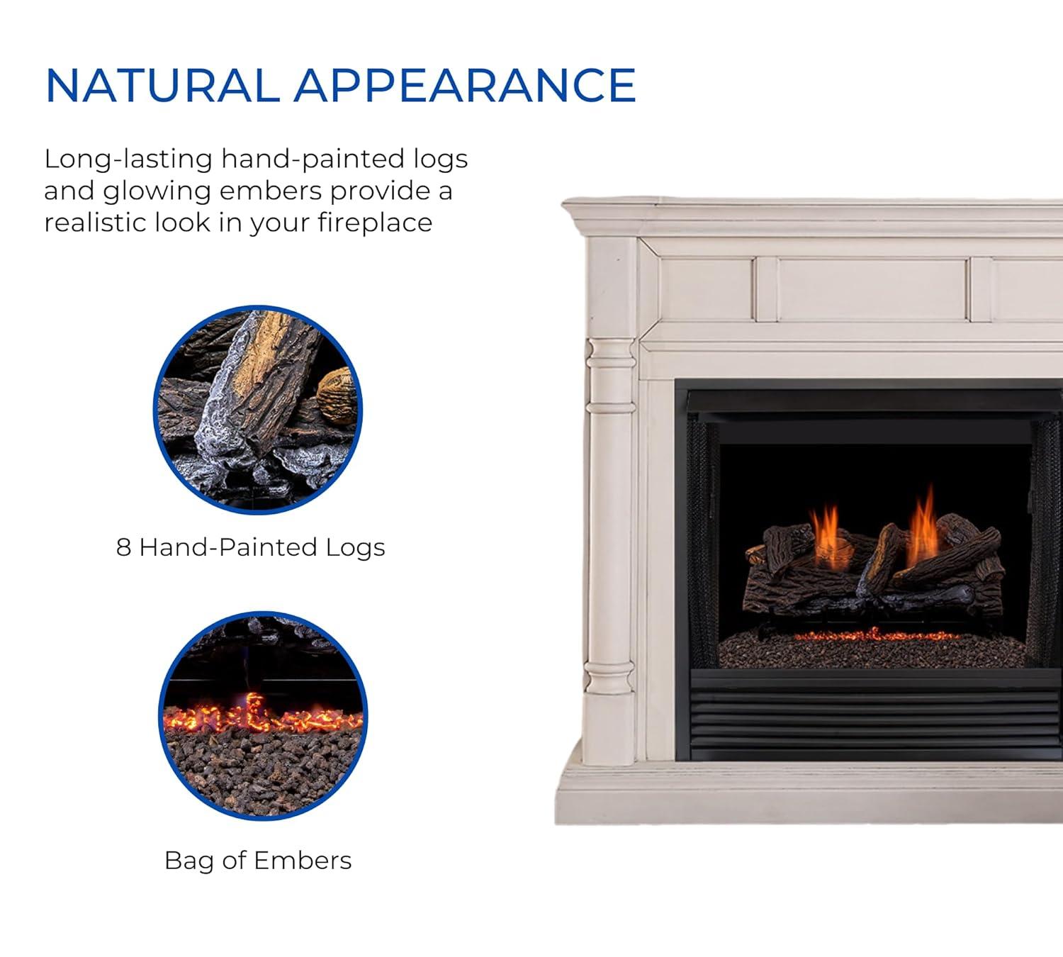 Duluth Forge Duluth Forge Vent less Dual Fuel Gas Log Set, Stacked Oak, T-Stat Control