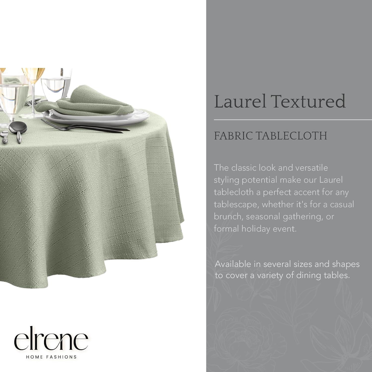 Laurel Solid Texture Water and Stain Resistant Tablecloth - 90" Round - Sage - Elrene Home Fashions