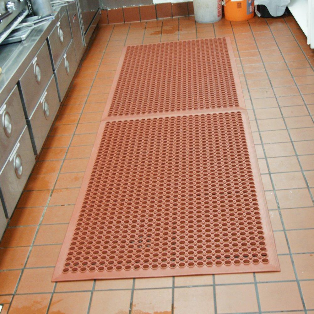 Rubber-Cal "1/2 in. Dura-Chef" Non-Slip Rubber Kitchen Mat - 1/2 in x 3 ft x 5 ft - Red Rubber Mats
