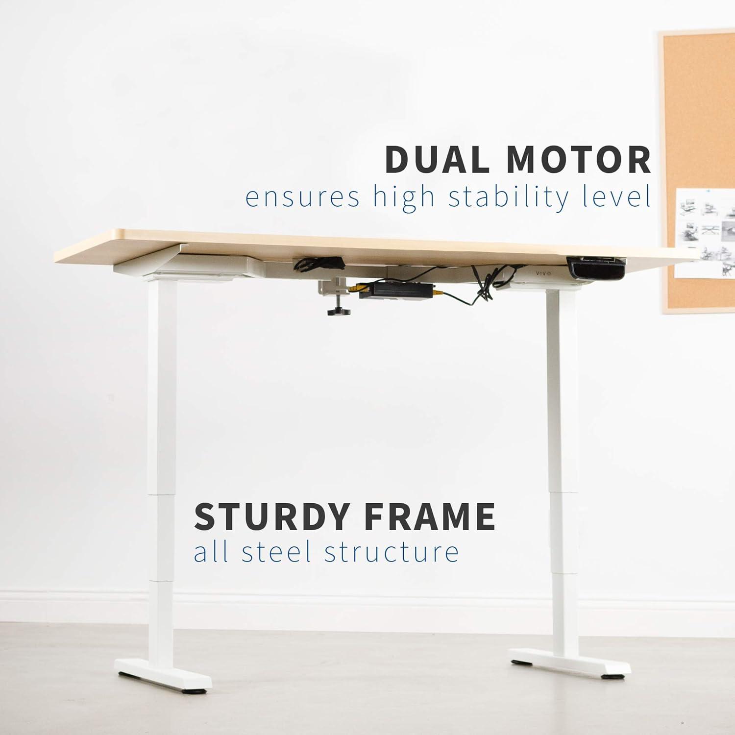 Elegant White Electric Adjustable Standing Desk Frame, Dual Motor