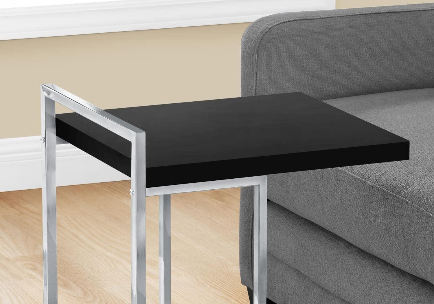 Contemporary Black Chrome C-Shaped Side Table with Generous Surface