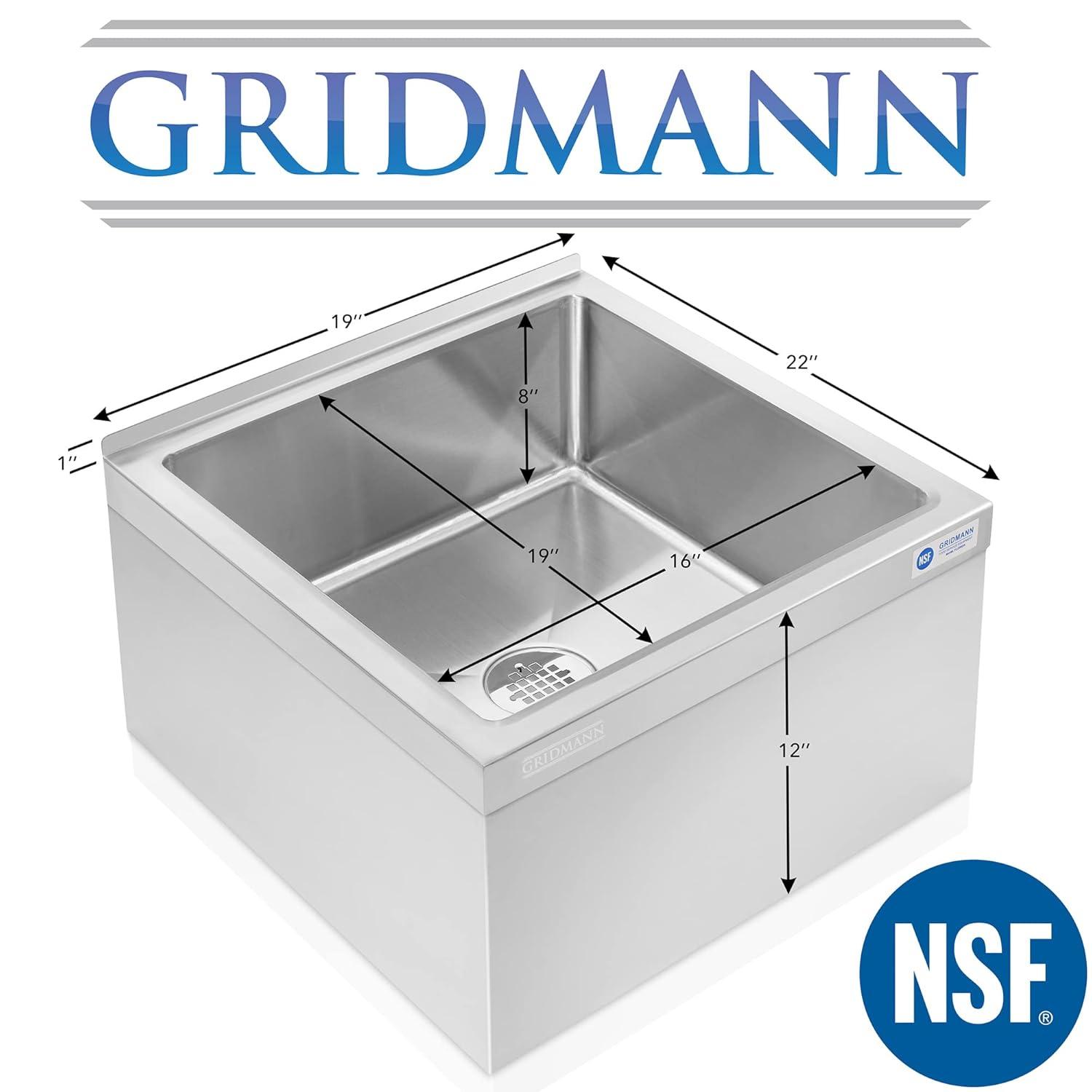 GRIDMANN 19'' L x 22'' W Floor Sink with Backsplash REST-SINK-MP-GR20