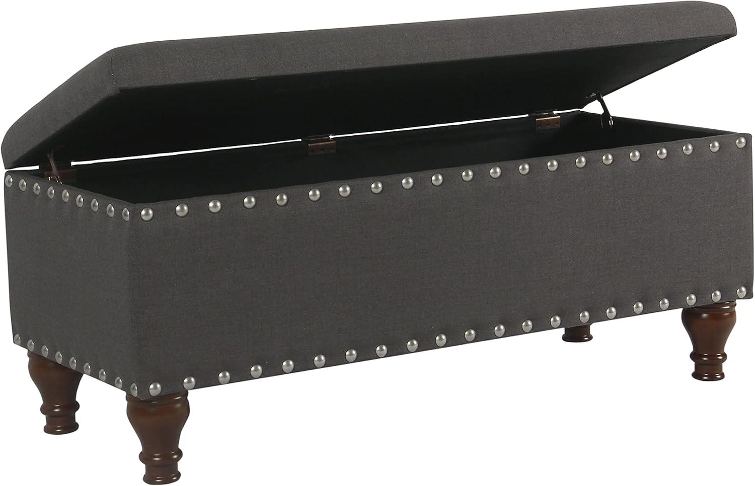 Large Rectangle Storage Bench with Nailhead Trim - HomePop