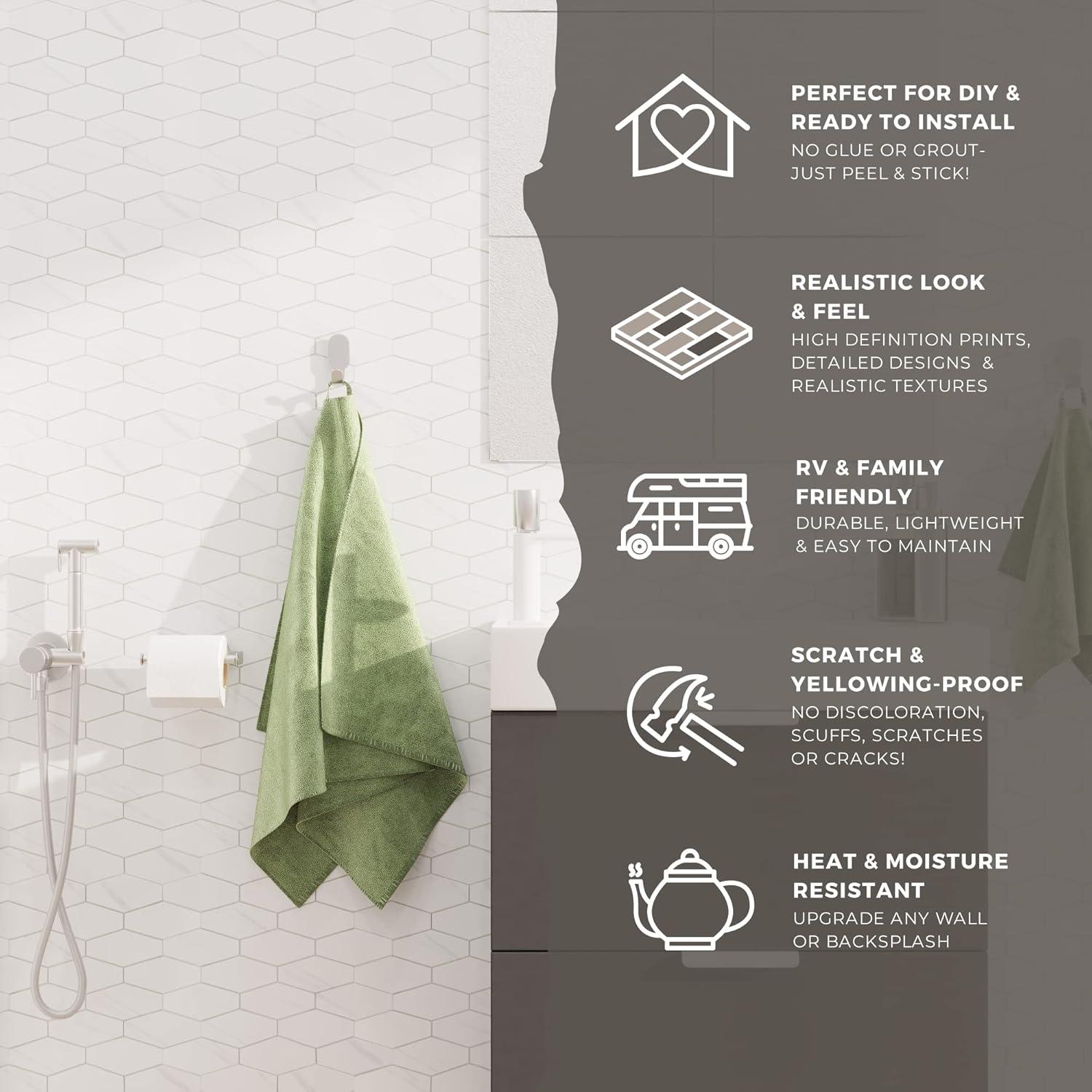 Avant Decor 4'' W x 2'' L Engineered Stone Peel and Stick Mosaic Tile