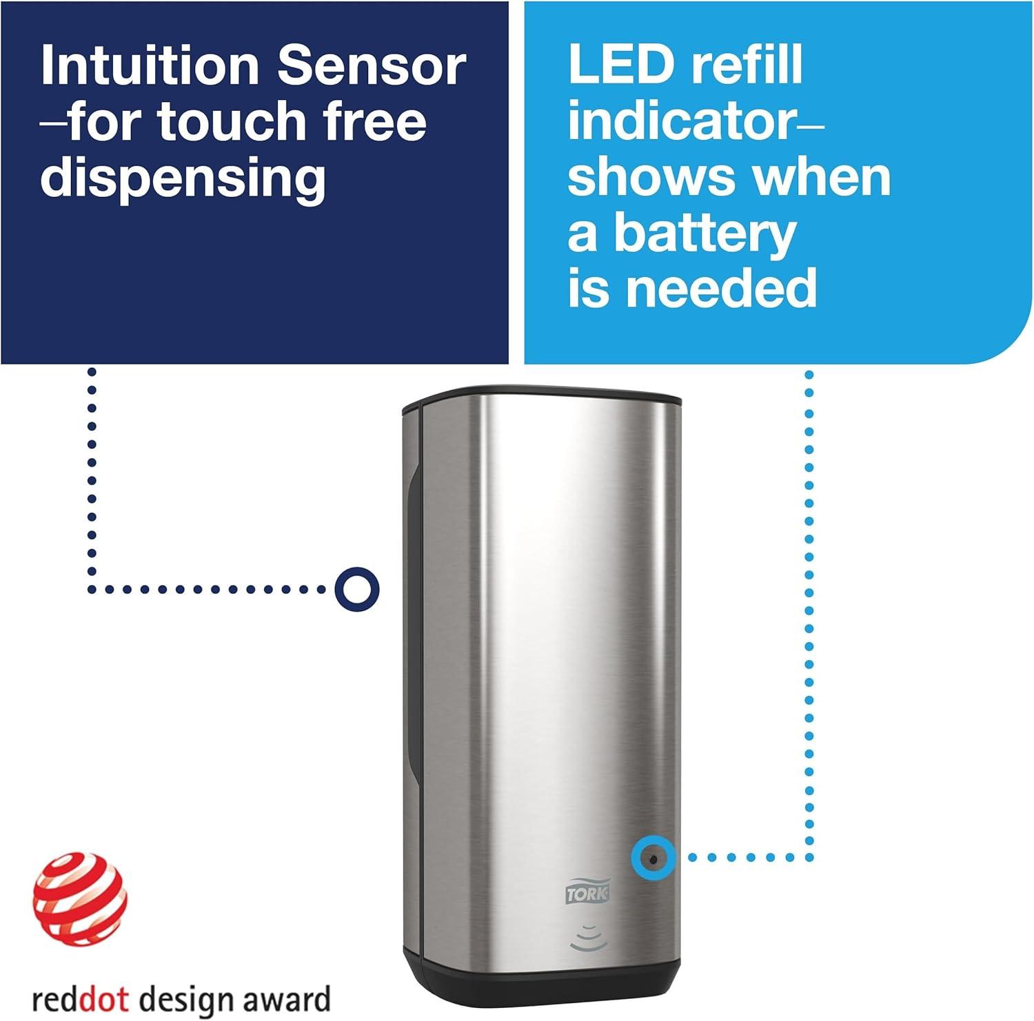 Tork Intuition Sensor Skincare Dispenser Stainless Steel S4, for Hand Soap and Hand Sanitizer, Image Range, 466101