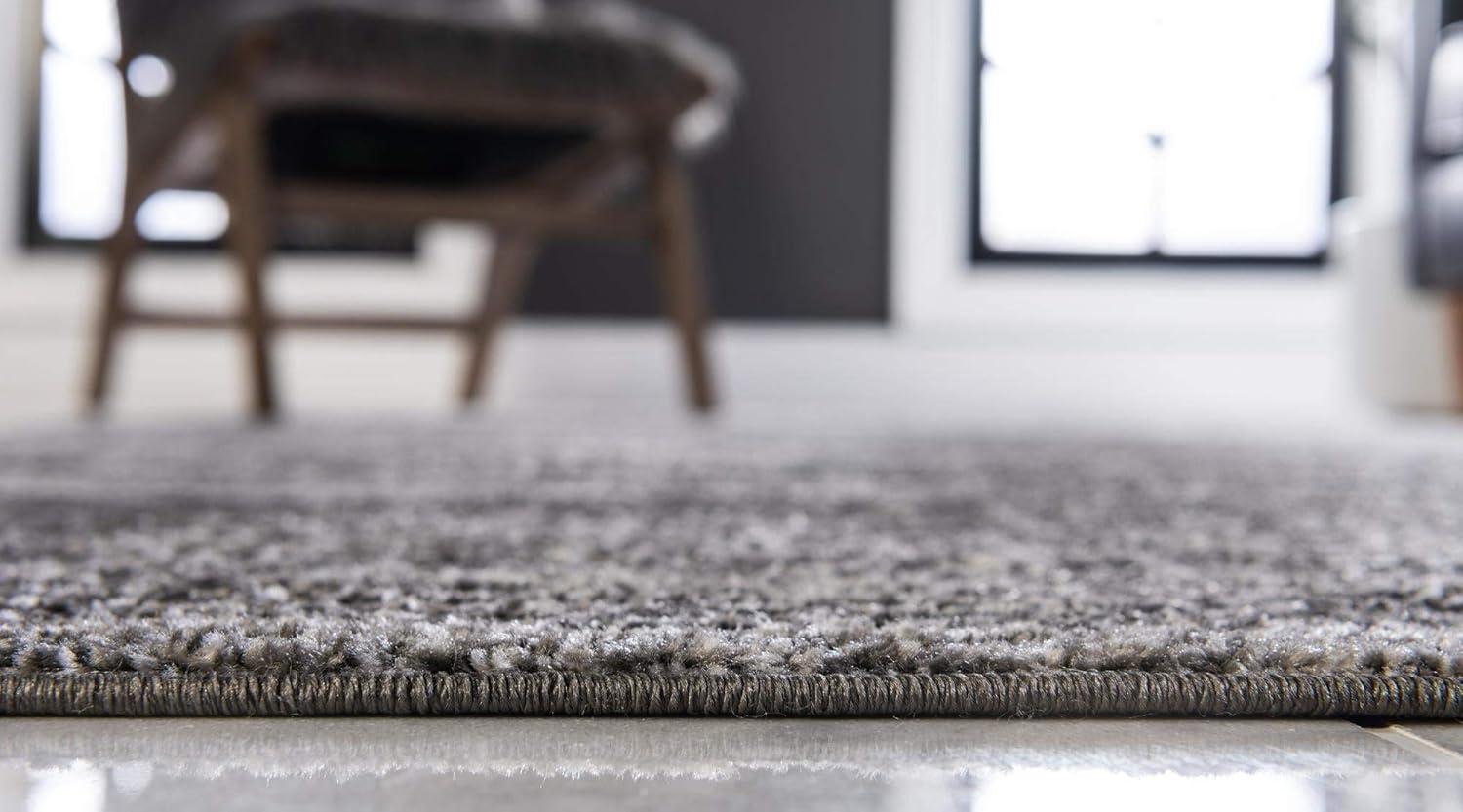 Unique Loom Bromley Collection Area Rug - Wells (3' Round Dark Gray/Gray)