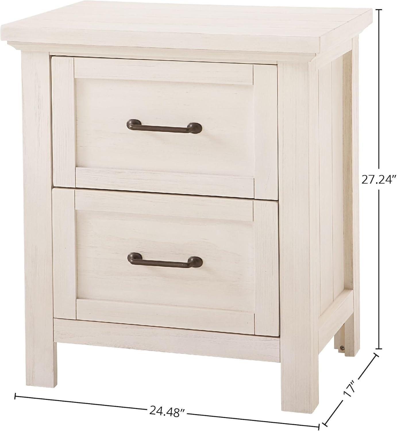 Westfield Brushed White 2-Drawer Hardwood Nightstand