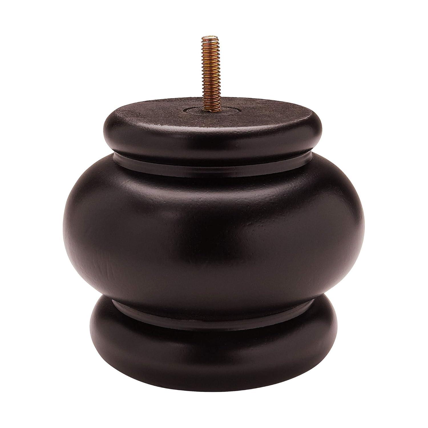 Architectural Products by Outwater L.L.C. 4 in x 4-7/8 in Stained Solid Hardwood Round Bun Foot (Set of 4)