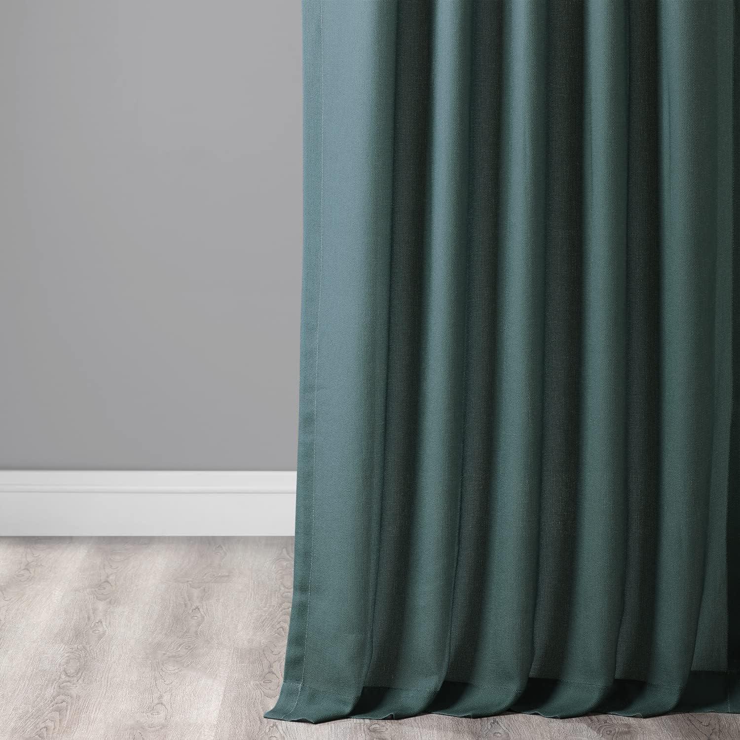 Ombre Aqua Faux Linen Sheer Curtain (1 Panel), Ombre Aqua, 50W X 108L