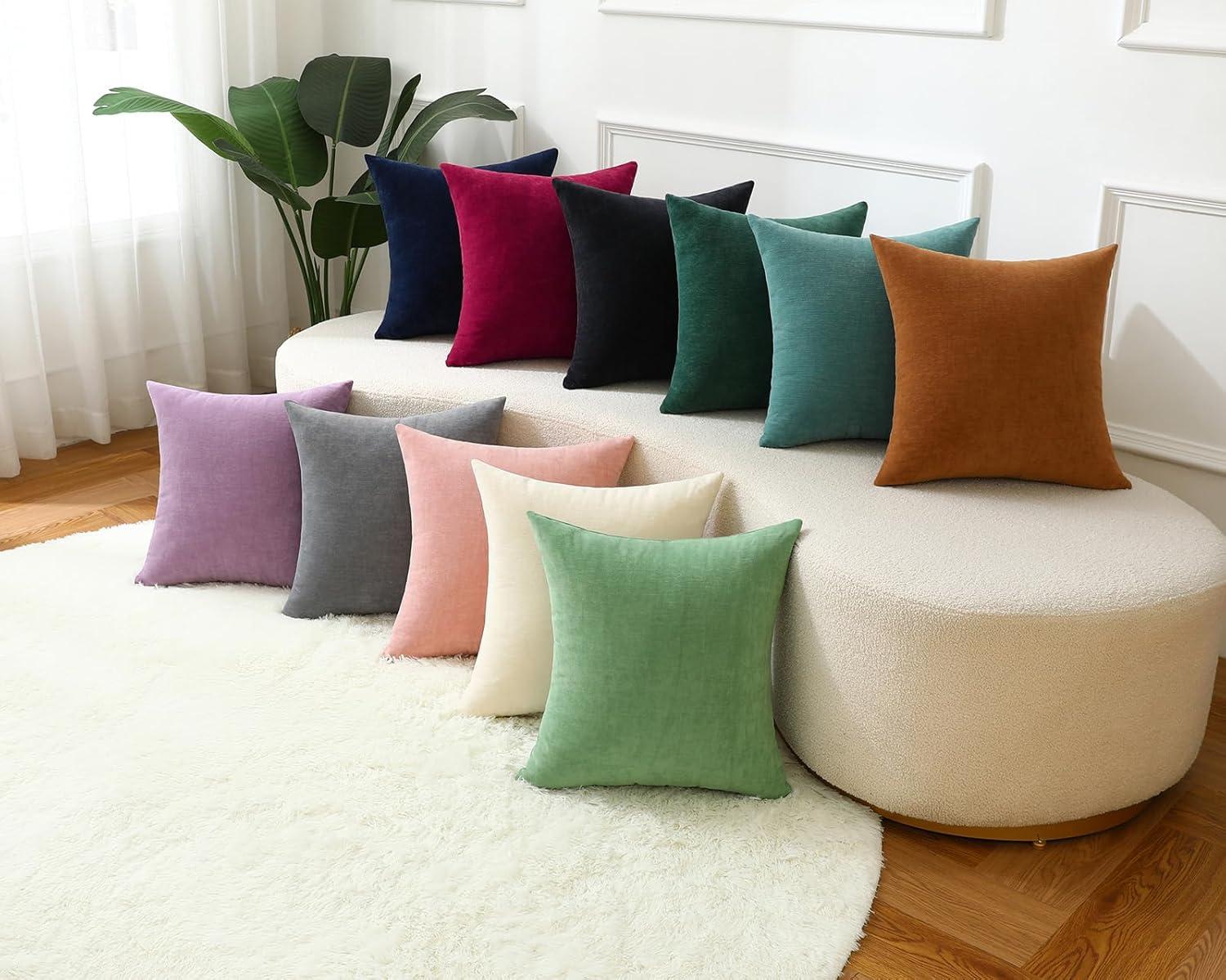 2 Pack Throw Pillow Covers 18x18 inch, Purple Pillow Covers for Bed Room Living Couch Home Dercoration