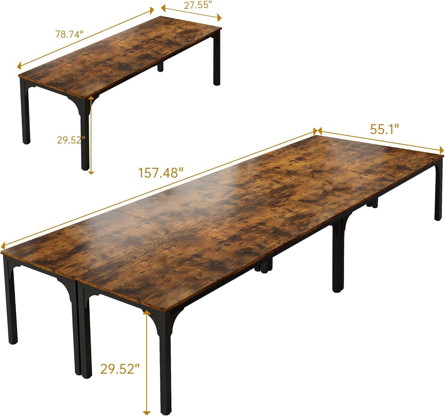 13FT Brown MDF and Metal Conference Table for 16