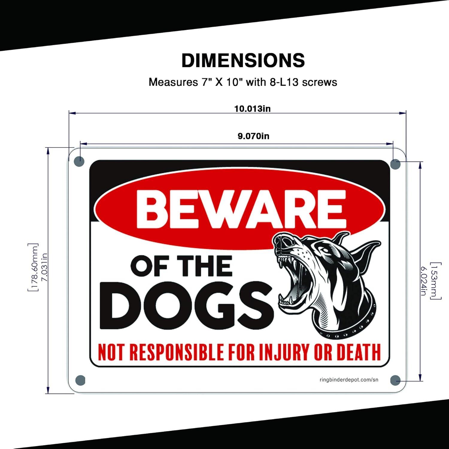 Beware of Dog Sign, 2 Pack 10"x 7" Rust Free .40 Aluminum, UV Printed- Professional Graphics- Easy to Mount- Indoor Or Outdoor Use- Beware of Dog Warning Signs for Home and Business