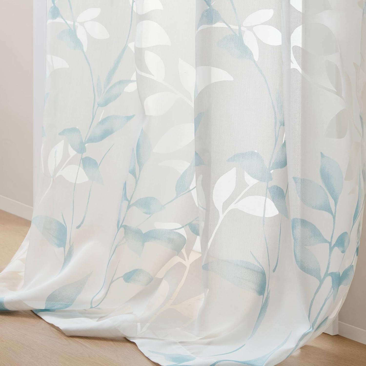 Madison Park Cecily Floral Printed Burnout Sheer Grommet Single Curtain Panel
