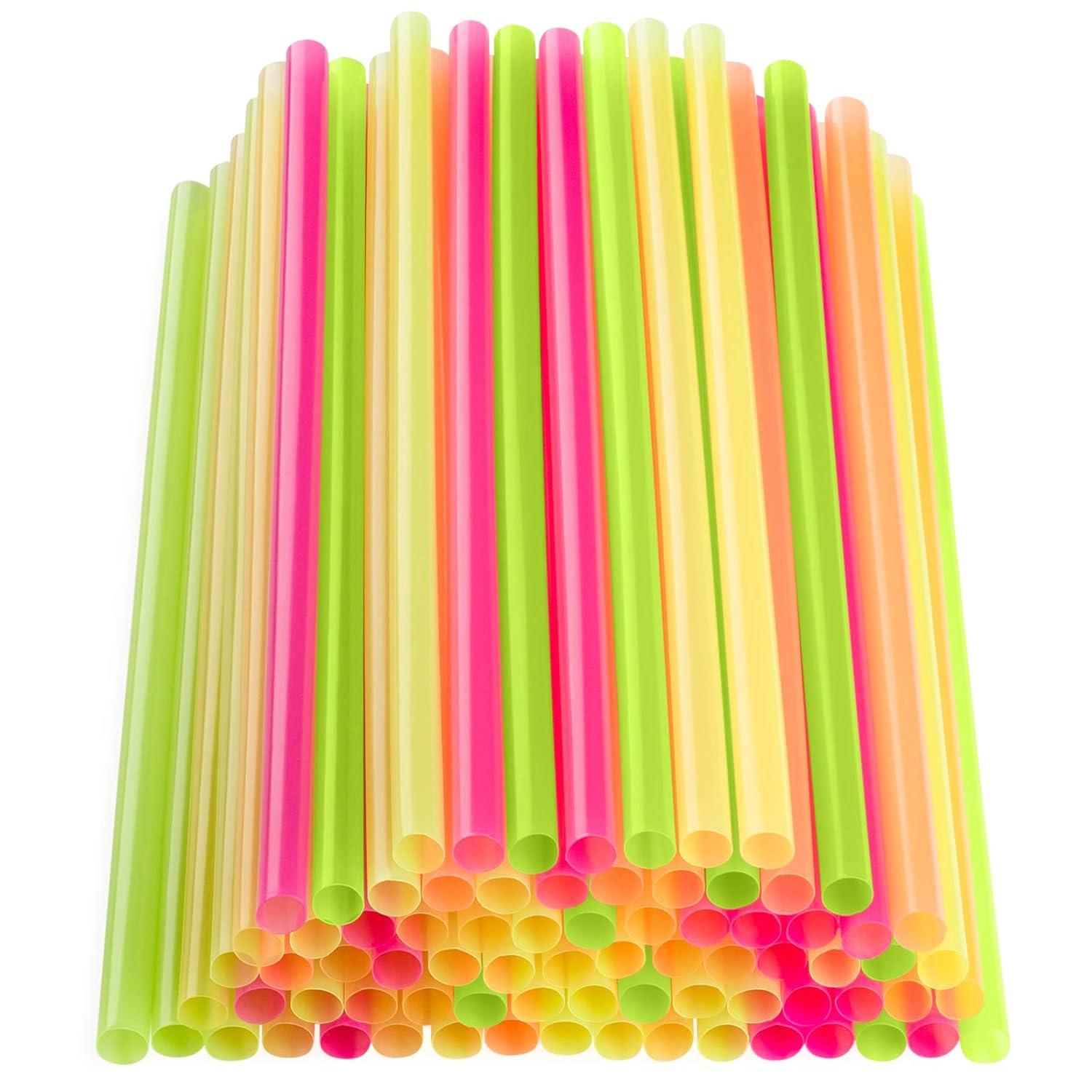 Comfy Package Wide Straws for Drinking & Smoothies [100 Pack] Assorted Colors
