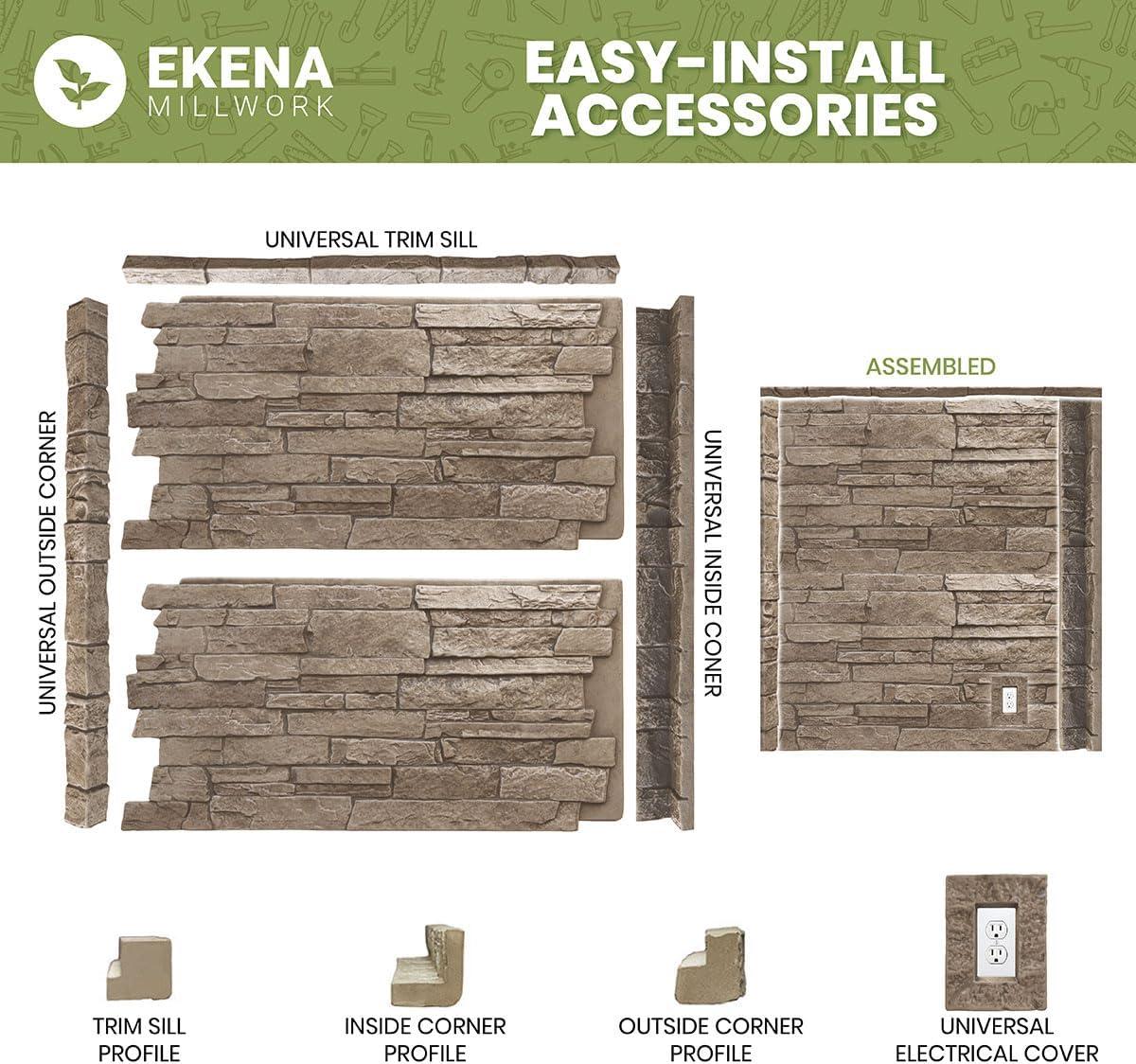 StoneCraft Aged Brick Faux Brick Panel, 46 7/8"W x 27"H x 1 1/4"D