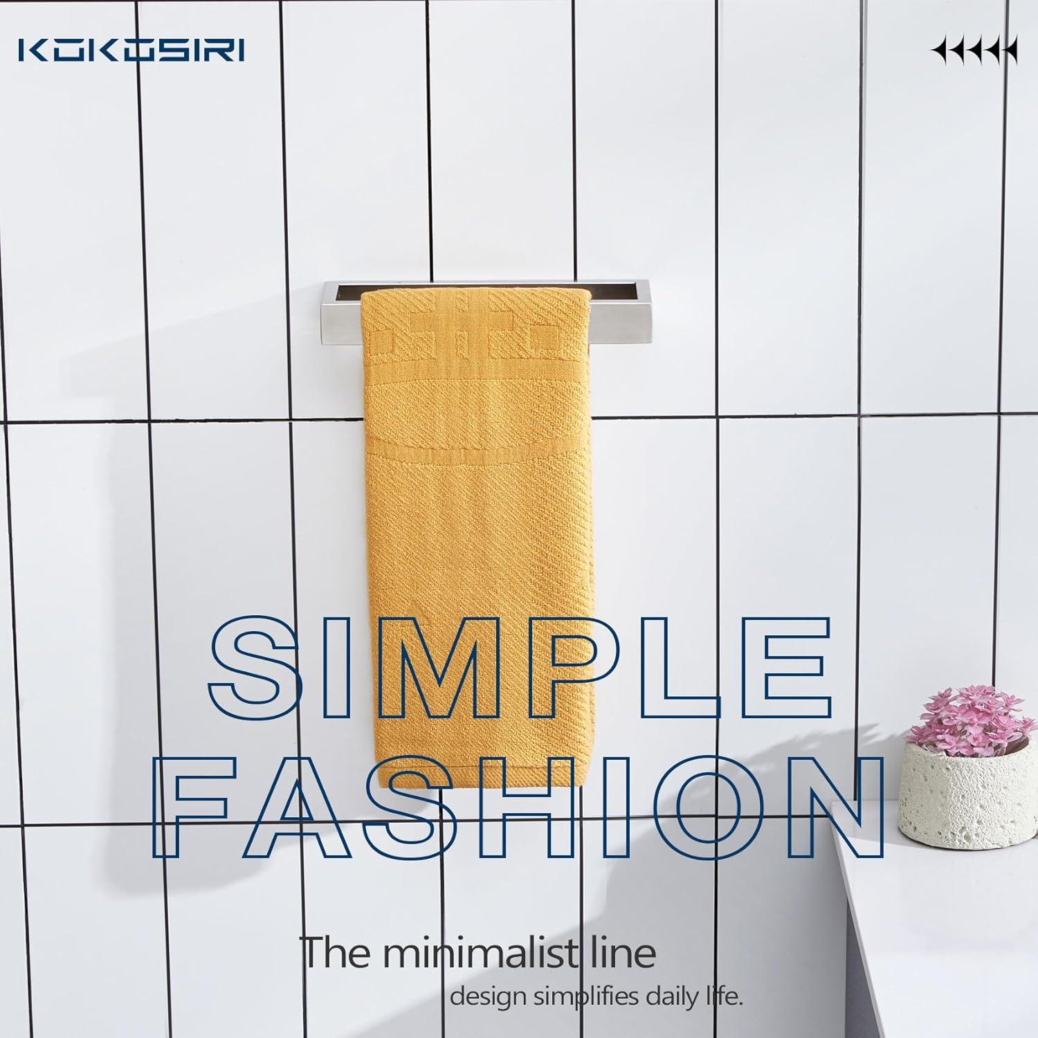 KOKOSIRI Towel Ring Brushed Nickel Hand Towel Hanger Holder 9-Inch Kitchen Rack Stainless Steel for Bathroom Hardware Wall Mount, 1 Pack B4008BR-L9