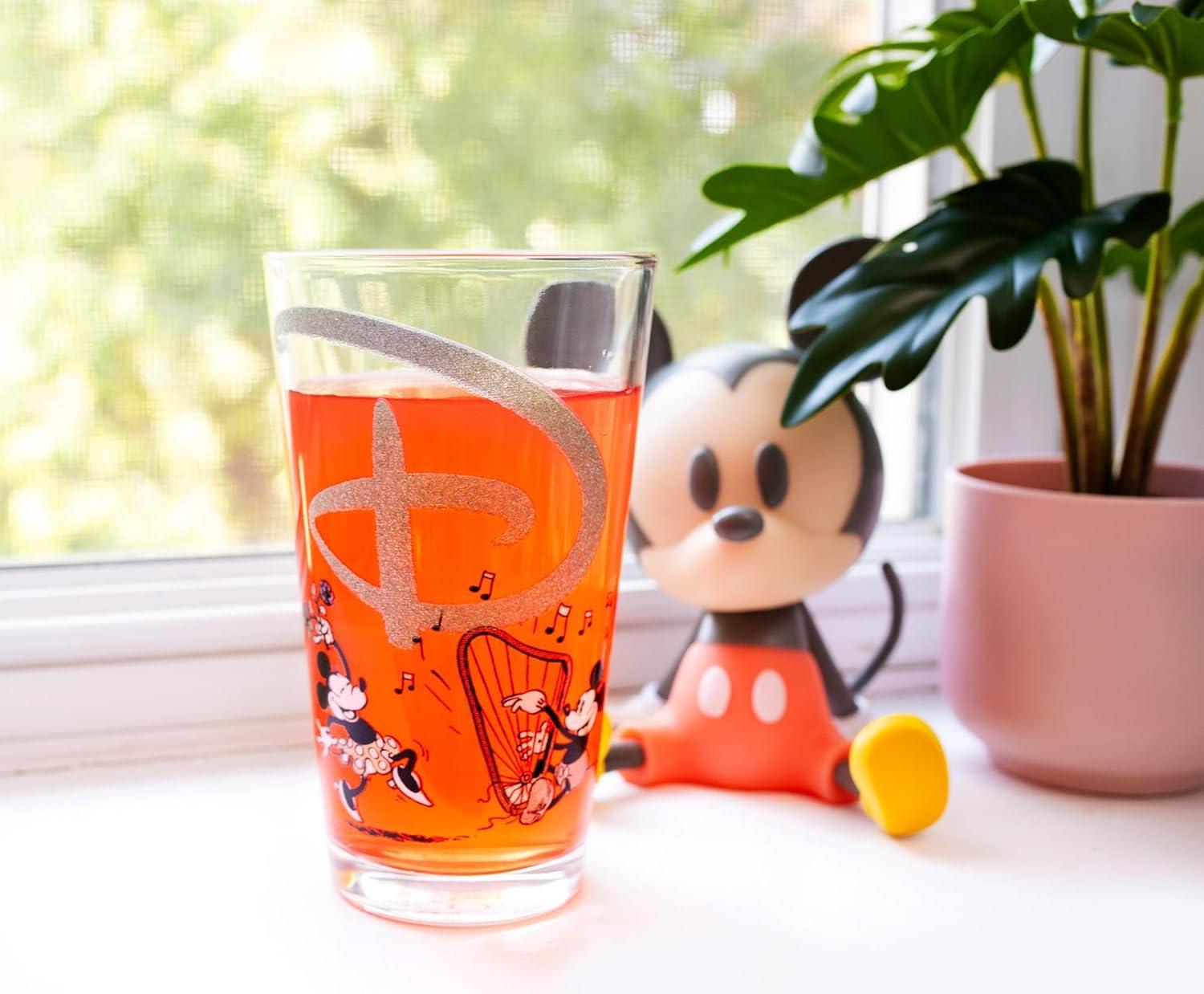 Disney 100 Years of Wonder Glitter Pint Glass | Holds 16 Ounces