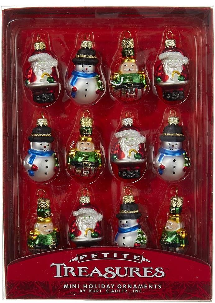 Petite Treasures Mini Glass Christmas Ornament Set, 12 Pieces