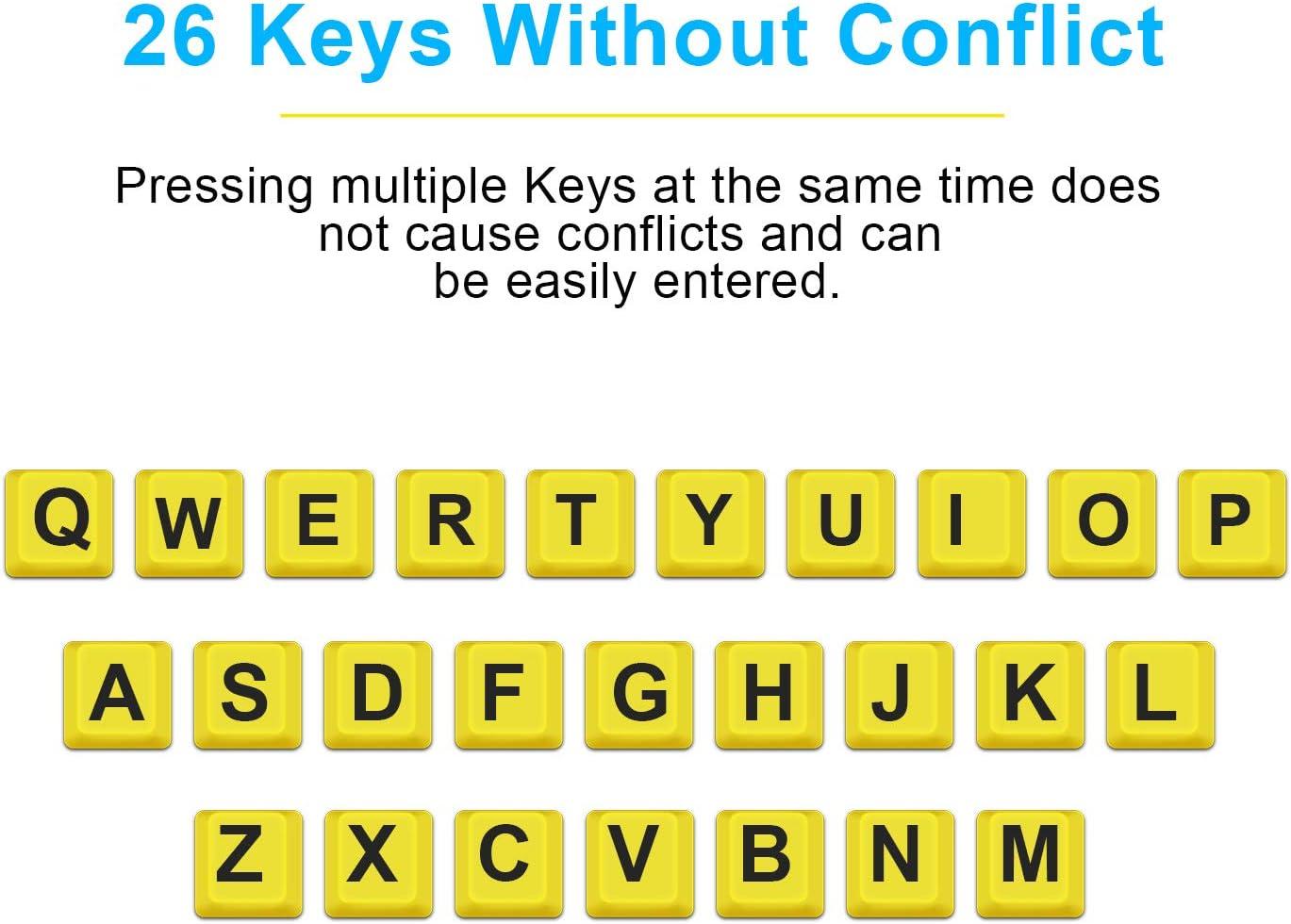 Large Print Computer Keyboard, Wired USB High Contrast Keyboard with Oversized Print Letters for Visually Impaired Low Vision Individuals (Yellow+Black)