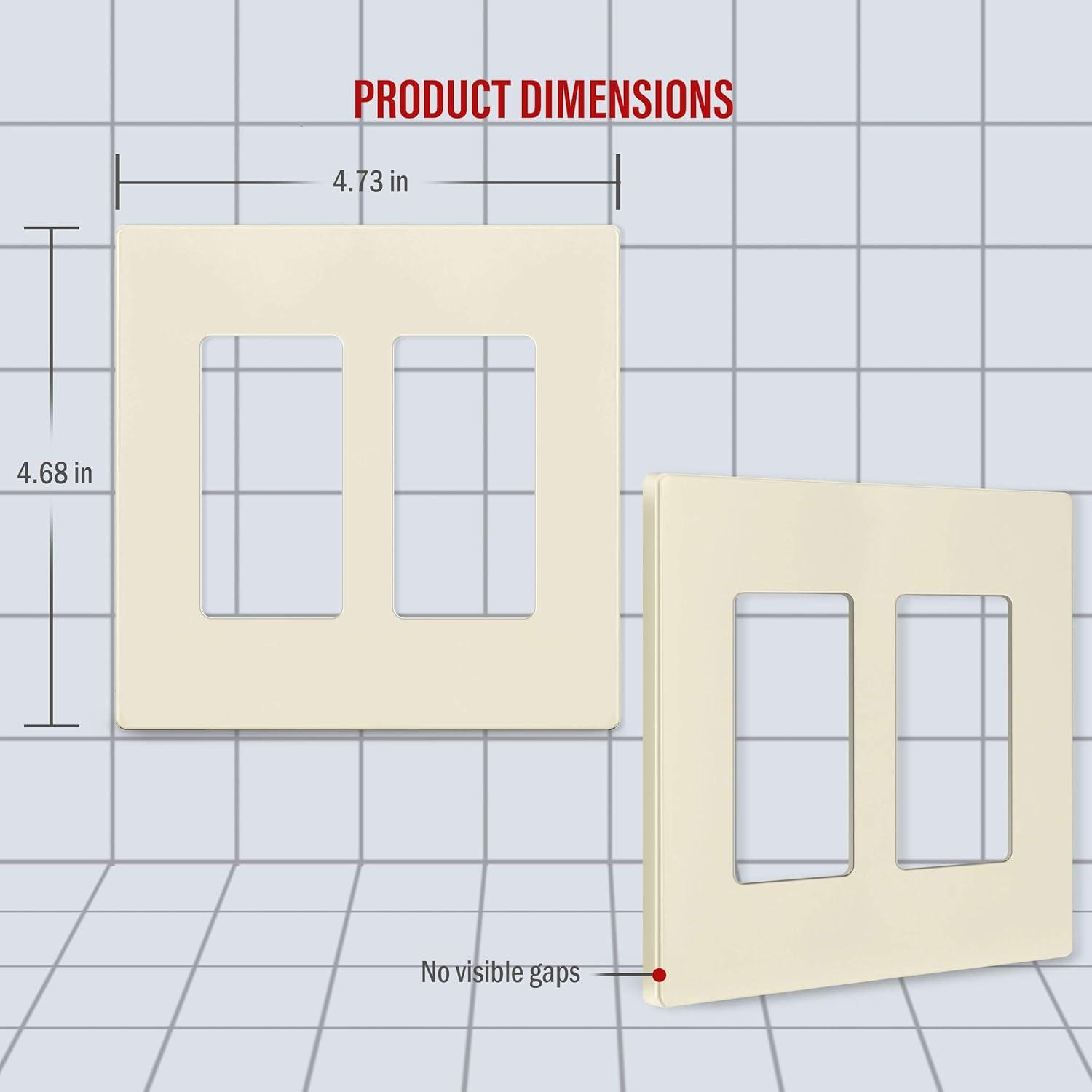 Light Almond 2-Gang Screwless Decorator Wall Plate