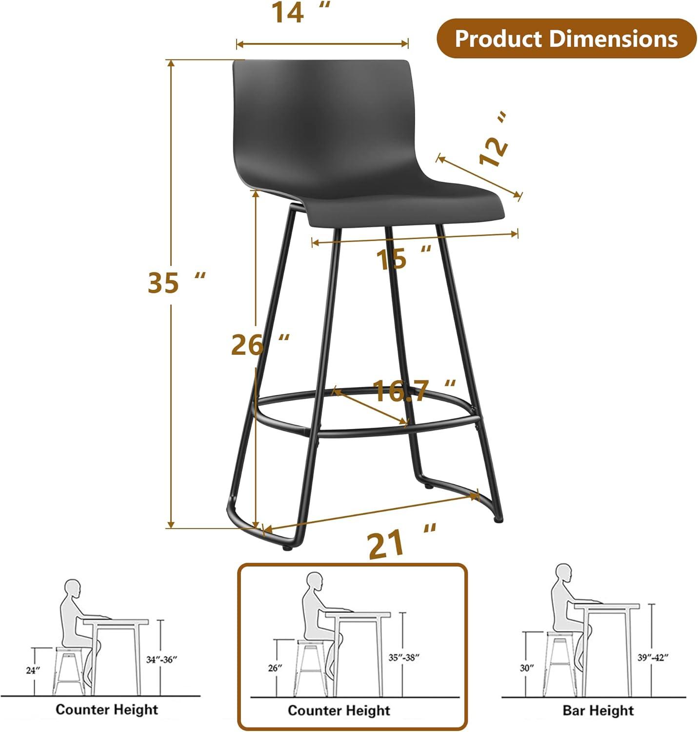 Black Adjustable Swivel Plastic Bar Stools Set of 4