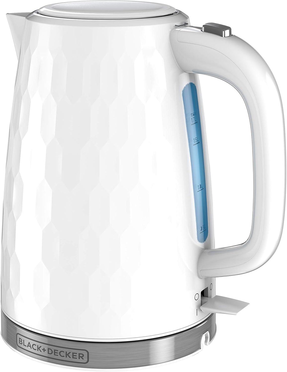 White Honeycomb 1.7L Electric Cordless Kettle with Stainless Steel Accents