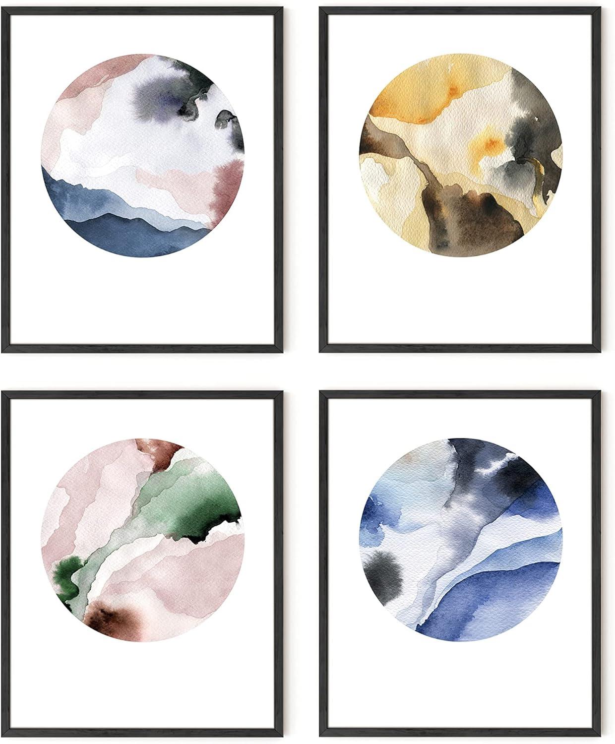 HAUS AND HUES Watercolor Prints Wall Art Pastel - Set of 4 Minimalist Wall Art Prints and Posters Modern Wall Art for Bedroom | 8"x10" UNFRAMED