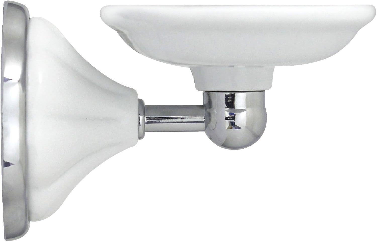 FLORA 4 Piece Bathroom Accessories Set in White Porcelain and Polished Chrome
