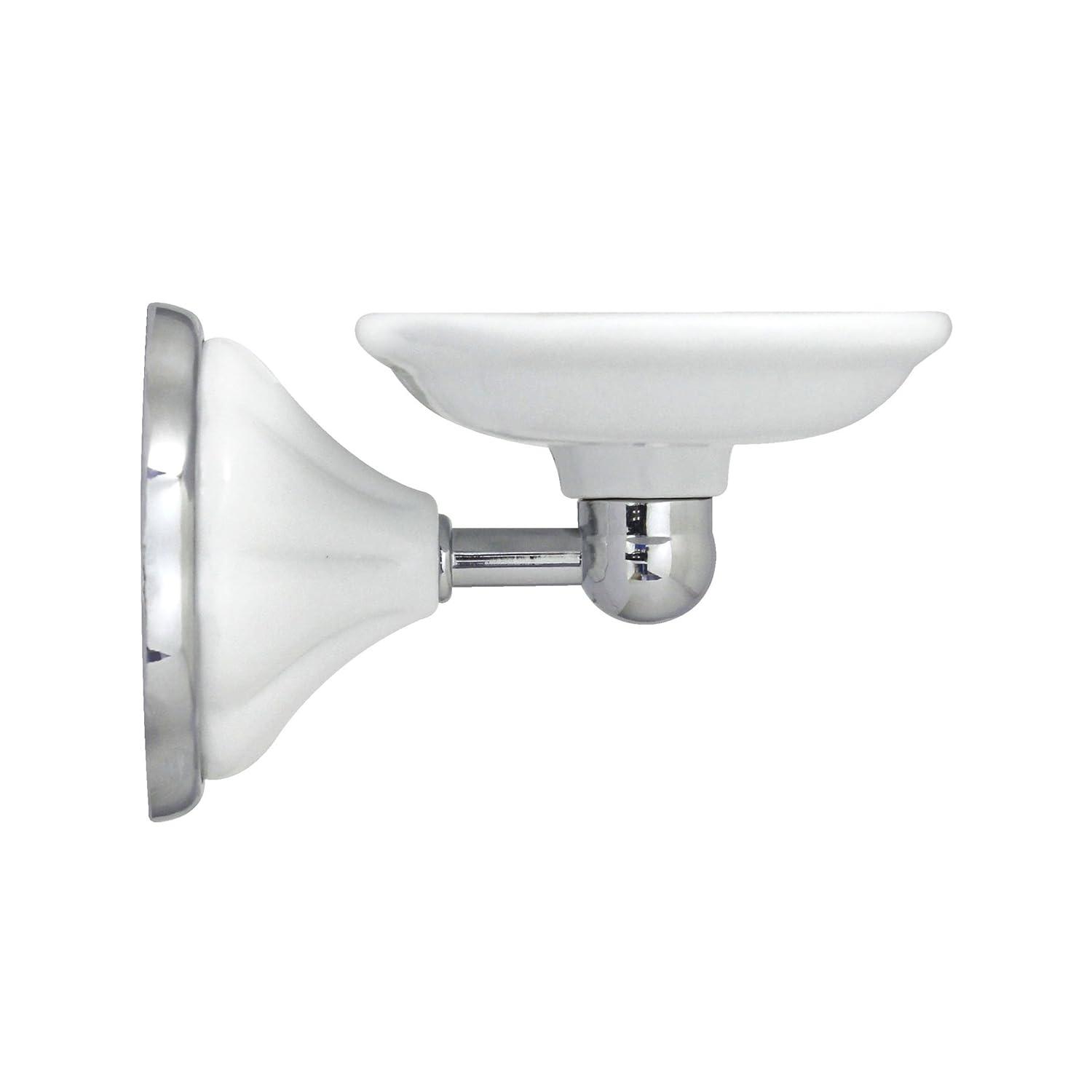 FLORA 4 Piece Bathroom Accessories Set in White Porcelain and Polished Chrome
