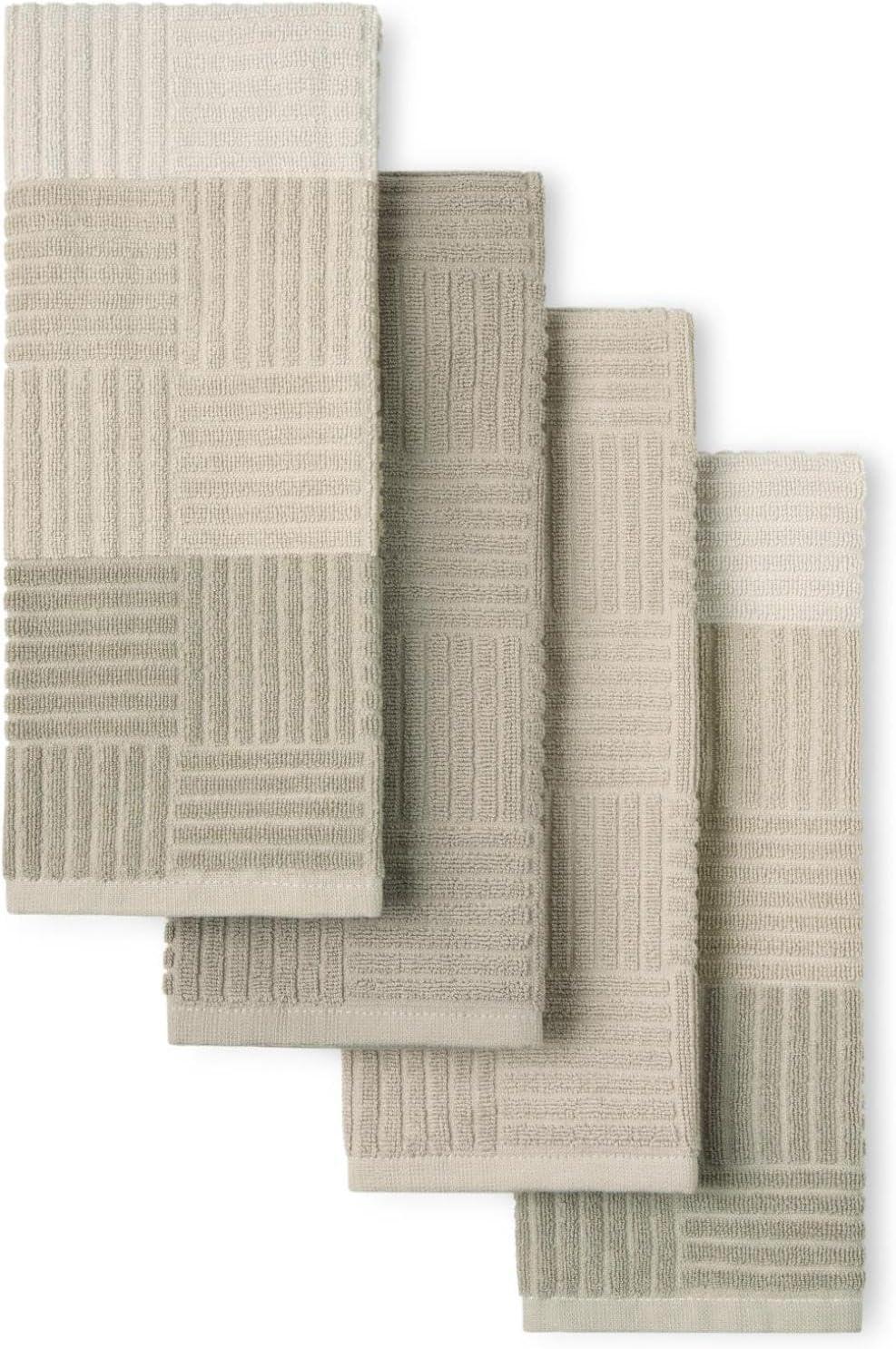 Town & Country Basics Basket Weave Antimicrobial Terry Cloth Kitchen Towel Set 16" x 28" (Set of 4)