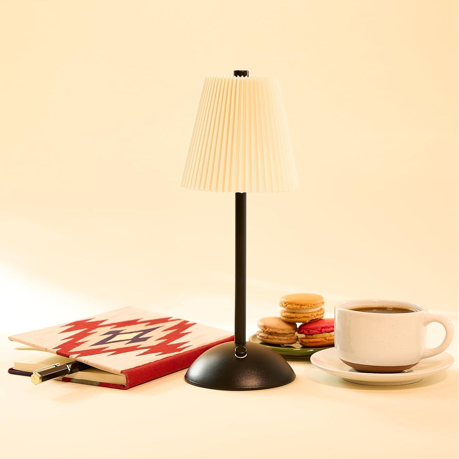 Camden Reed Table Lamp, Desk lamp, 3 Different Lighting Modes, Modern Minimal Design for Dinner/Coffee Table/Restaurant/Bedroom, Bell Black