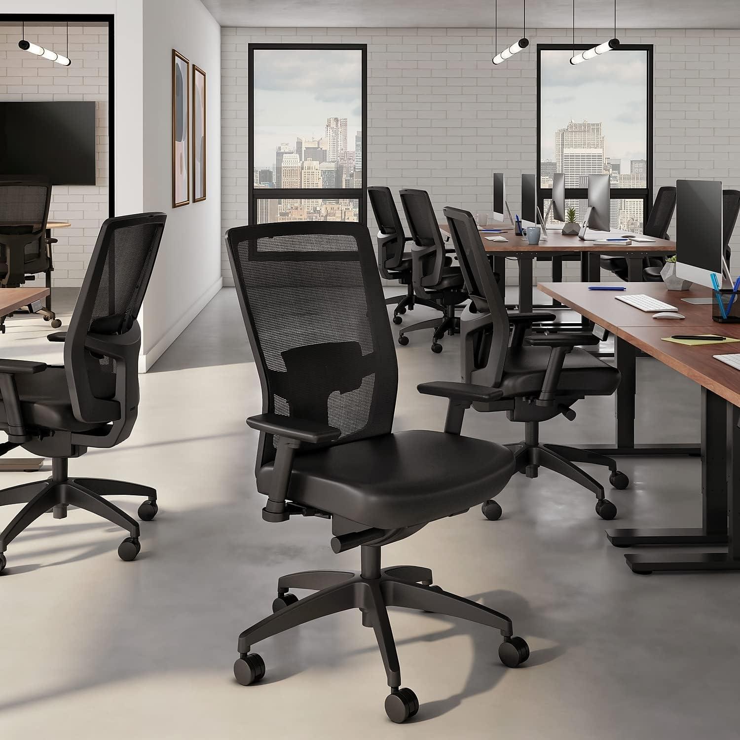 Staples Workplace Series 500 Vinyl & Mesh Task Chair Black Adj Lumbar 2D Arms 2846129