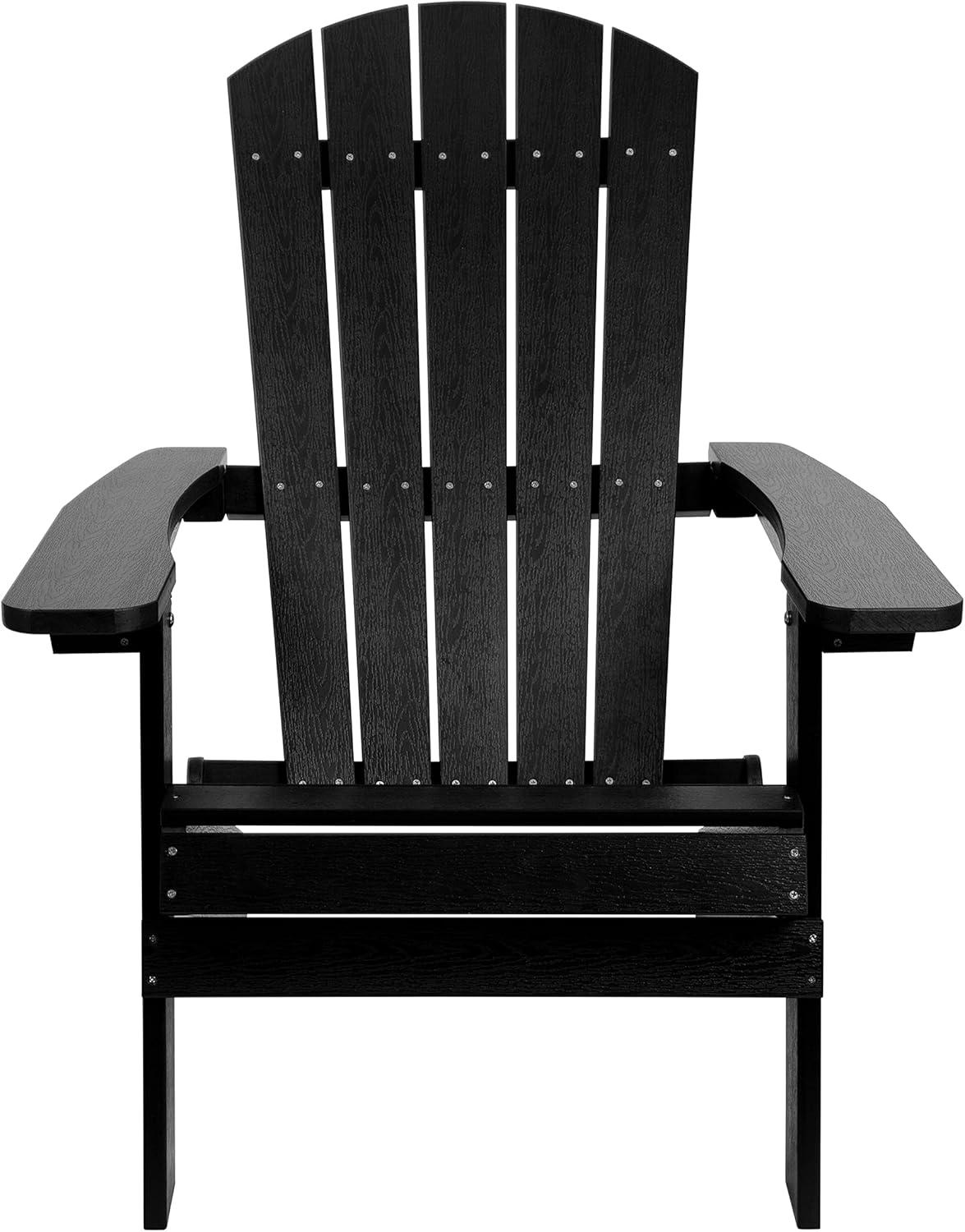 Flash Furniture Charlestown All-Weather Poly Resin Indoor/Outdoor Folding Adirondack Chair in Black