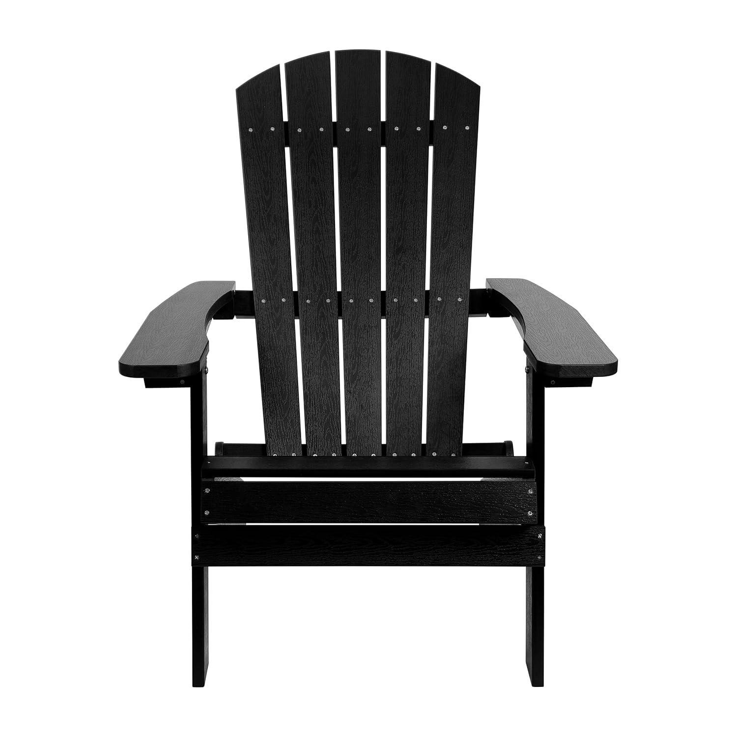 Flash Furniture Charlestown All-Weather Poly Resin Indoor/Outdoor Folding Adirondack Chair in Black