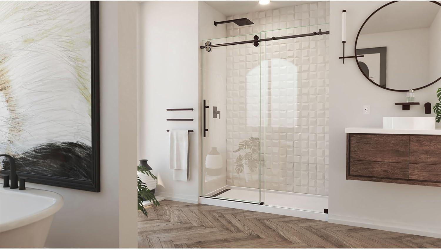 Enigma-XO 76" H Single Sliding Frameless Shower Door with ClearMax Technology