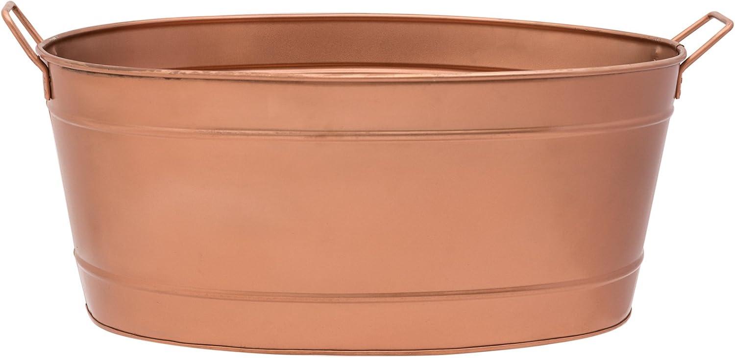 15" Oval Galvanized Tub with Side Handles Copper Plated - ACHLA Designs: Versatile Basin, Decorative Tray