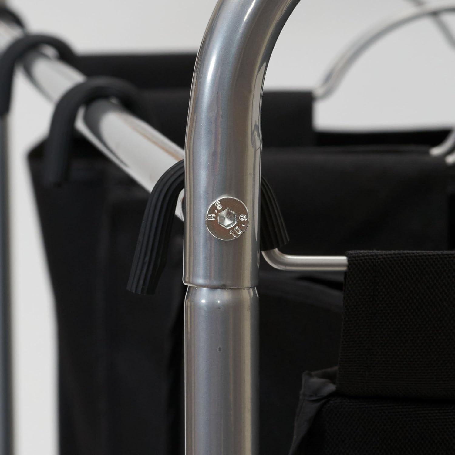 Household Essentials 7044 Triple Laundry Sorter on Wheels - Black and Grey