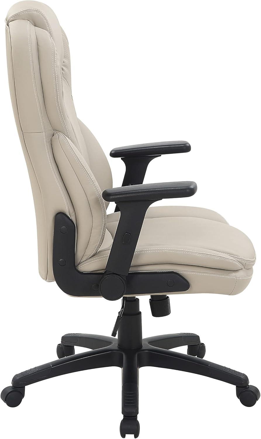 Executive High Back Taupe Gray Bonded Leather Office Chair