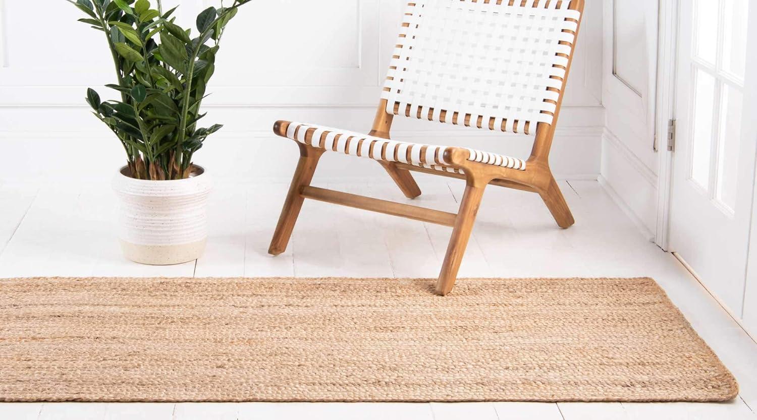 Unique Loom 2'6"x6' Braided Jute Dhaka Natural Indoor Area Rug