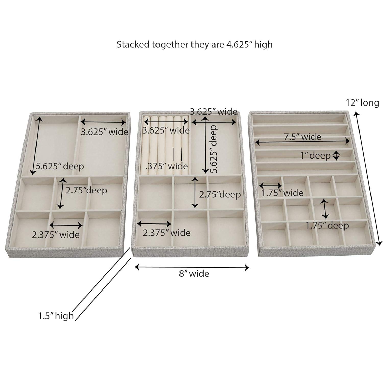 Household Essentials Stackable Jewelry Trays 3 Silver