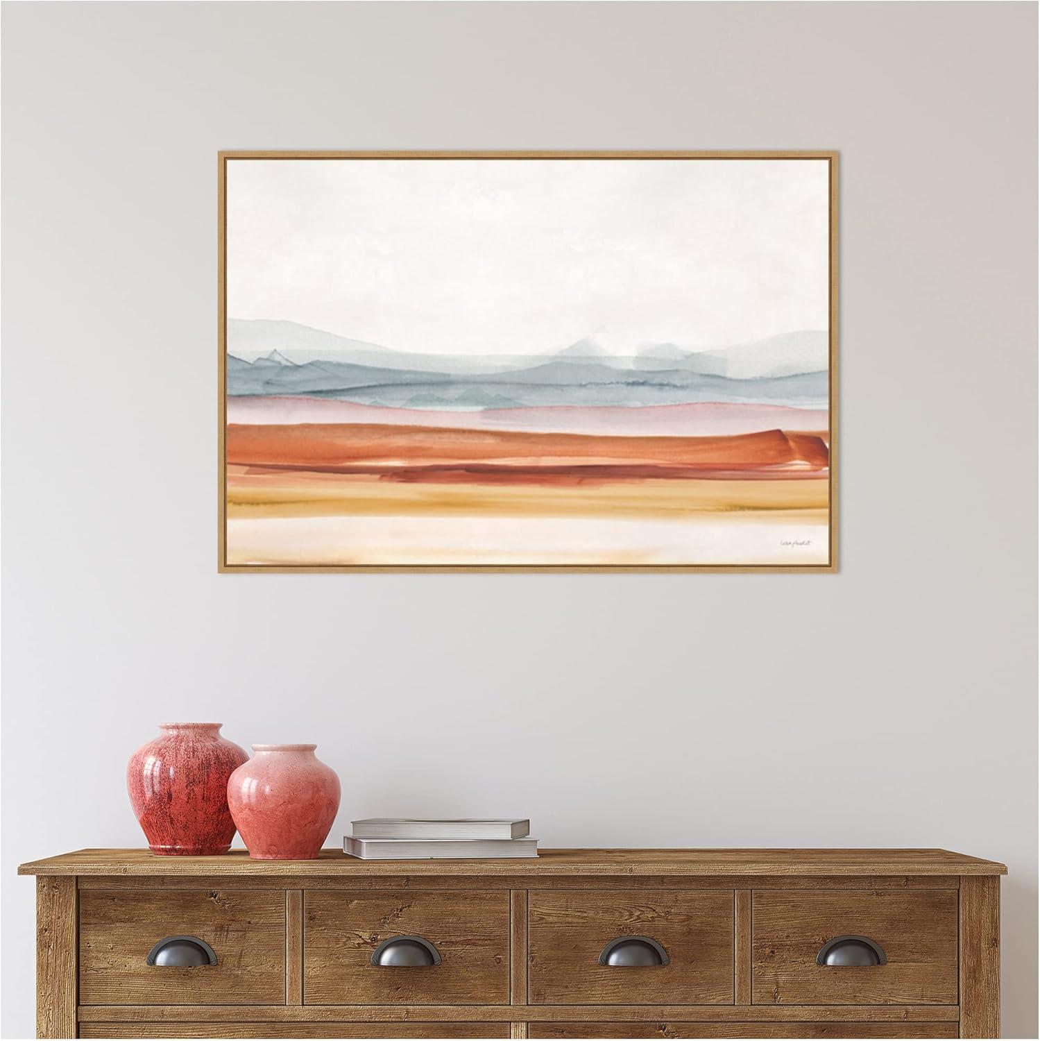 Sierra Hills Abstract Landscape Canvas Print with Maple Frame