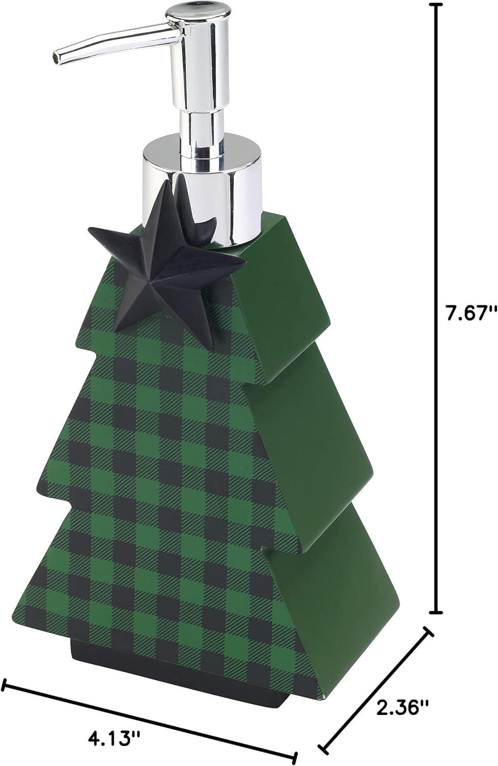 Green Plaid Christmas Tree Soap and Lotion Dispenser