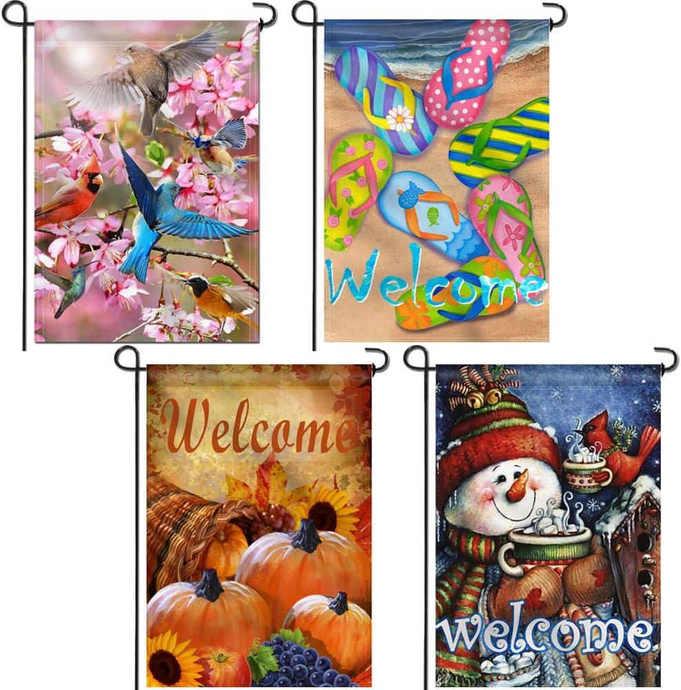 Four Seasons 2-Sided Polyester 18 x 12 in. Garden Flag (Set of 4) (Set of 4)