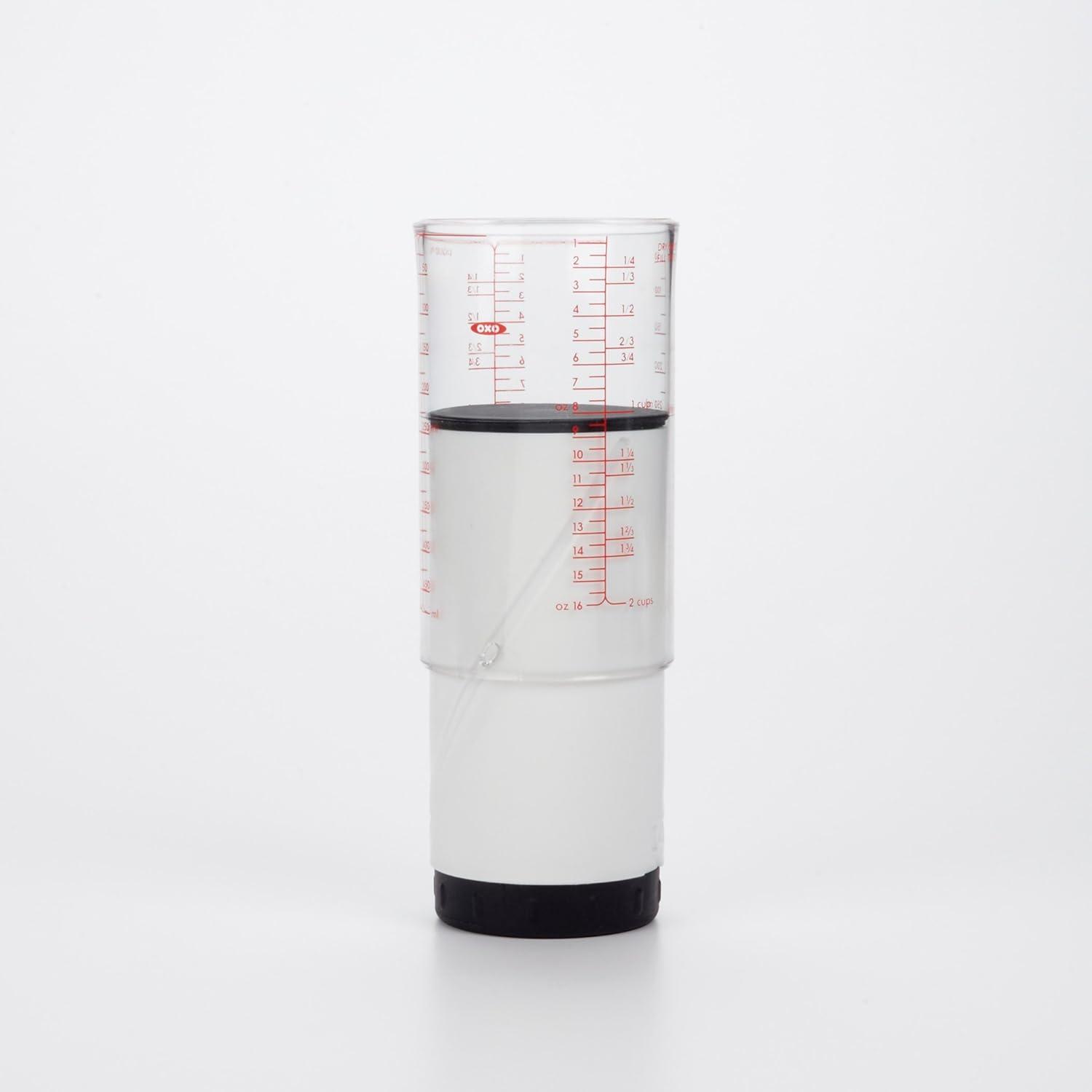 Clear and Black 2-Cup Adjustable Plastic Measuring Cup