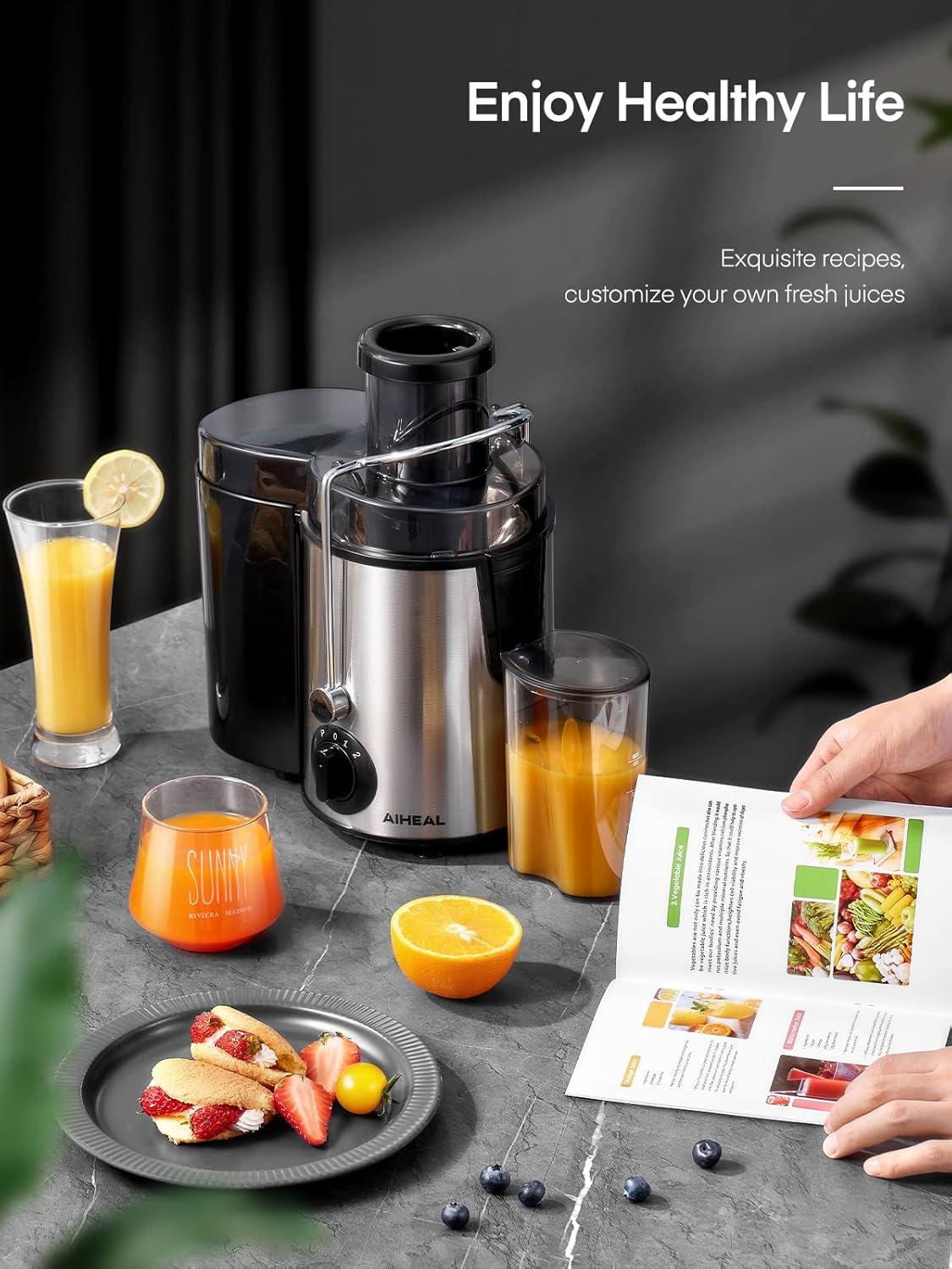 Aiheal Juicer Machines Upgraded 400W Motor,Cleaning Brush and Recipe Included with 3 Speed Control