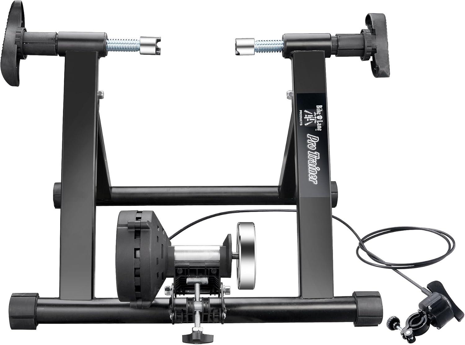 Exercise Bike Trainer - Indoor Bicycle Training Stand With Quiet 5-Level Magnetic Resistance and Front Wheel Riser Block by Bike Lane